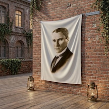 Kravatlı Takım Elbiseli Gazi Mustafa Kemal Atatürk Poster Bayrak Raşel Kumaş 100x150 Cm Ata31 Diğer