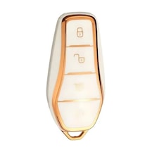 Autohan Keys Byd Atto 3 Seal U Anahtar Kılıfı, Premium Koruyucu Kılıf, Araba Anahtarı Koruma Kabı Beyaz-altın