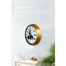 Altın Varaklı Atatürk Salon Ofis Duvar Saati Metal Çerçeve 40 Cm (515903849)