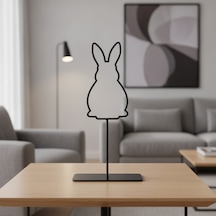 Modern Minimalist Tavşan Tasarımlı Siyah Metal Masaüstü Dekoratif Obje