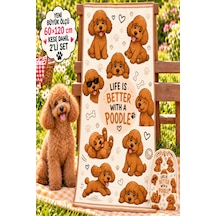 Kedi & Köpek Kurulama Havluları Poodle Joy Büyük Boy Hızlı Kuruyan 60x120cm