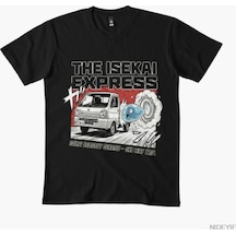Flood Of Style The Isekai Express - Erkekler Kadınlar İçin Komik Anime Kamyon Tişörtü %100 Pamuklu Tişörtler Siyah