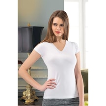 Saklımoda Anıt V Yaka Kısakol 2840 Beyaz