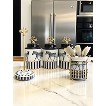 Çeyiz Seti - 102 Zebra At Desenli Gold Siyah