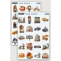 Newyork Turu Sticker Seti - Amerika Seyahat Travel Gezi Sticker - 40 Adet Etiket Çıkartma Diğer