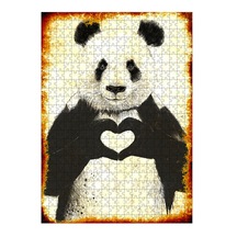 Tablomega Ahşap Mdf Puzzle Yapboz Kalpli Işaretli Panda Ayı