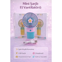 Mini Şarjlı El Fanı Çiçek Desenli El Pervanesi Soğutucu El Fanı