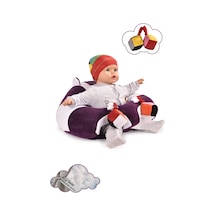 Oyuncaklı Bebek Oturma Destek Minderi - Devrilmez Bebek Koltuğu - Büyük Bebek Oturağı Mor Beyaz