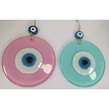 Opak Cam Nazar Boncuğu Ikili Set Toz Pembe Ve Cam Göbeği Duvar De