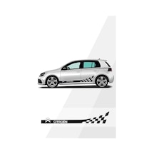 Citroen İçin Uyumlu Aksesuar Damalı Yan Şerit Sağ/sol Siyah