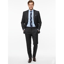 Presto Erkek Slimfit Çizgili Yün Takım Elbise 6 Drop Siyah 2127-001 Siyah