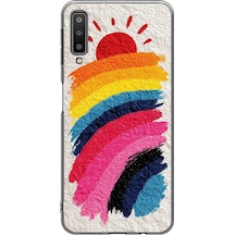 Samsung Galaxy A7 2018 Uyumlu Güneşli Gökkuşağı Baskılı Silikon Kılıf Renkli