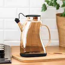 Porsima 3855-1 Şeffaf Borosilikat Cam Zeytinyağ Şişesi - Yağlık Ve Sirkelik Siyah 1lt Siyah-şeffaf