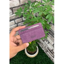 Guard Ultra İnce Unisex Mor Nubuk Minimal Deri Kartlık Çok Renkli