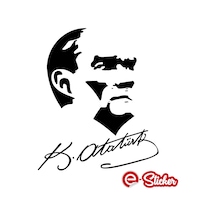 Atatürk Silueti Ve Imzası Oto Sticker (352049367)