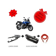 Honda Nc 750 X 2021 Uyumlu Çanta Demiri Siyah & Honda Nc 750 Uyumlu Egzoz Koruma Sacı Demiri