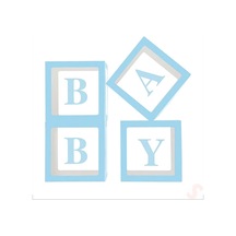 Baby Yazılı Şeffaf Balon Kutusu, 30cm X 4 Adetli Set - Mavi