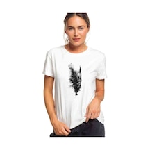 Skull Baskılı Beyaz Kadın Tshirt