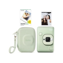 Mini Liplay Hybrid Fotoğraf Makinesi 20'li Film Liplay Çantalı Set Matcha Green Açık Gri