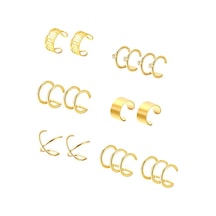Ehediye Chavin Gold Ip Çelik 6 Takım Kıstırma Bayan Küpe Eb66Sr