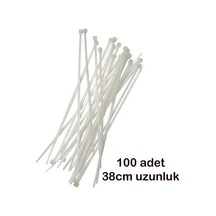 Cırt Kelepçe - Kablo Bağı Beyaz - Siyah 38 Cm Beyaz