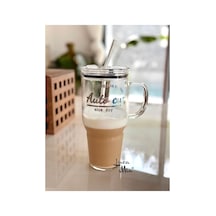 Luca Mia Laletta Mika Kapaklı Cam Pipetli Cam Termos/bardak 1200 Ml Şeffaf Çok Renkli
