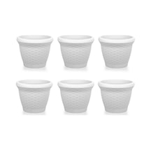 Omnipazar So-hs01 Plastik Hasır Desenli Saksı 3.3 Lt Kirli Beyaz 6 Adet