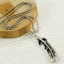Zenviac456 Yaprak Metal Kolye Zenviac45678 Gümüş Rengi