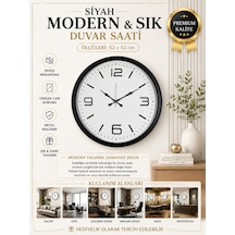 Siyah Modern & Şık 52 Cm Metal Duvar Saati