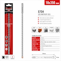 Sara S734 Sds Plus Matkap Ucu 10 X 350 Mm, 2 Kesicili Tungsten Karbür Uçlu