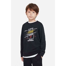 Tshirthane Pubg Savage Baskılı Unisex Çocuk Siyah Sweatshirt Siyah