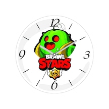 Brawl Stars Spike Çap 30cm Sessiz Akar Bombeli Gerçek Cam Duvar Saati Çok Renkli