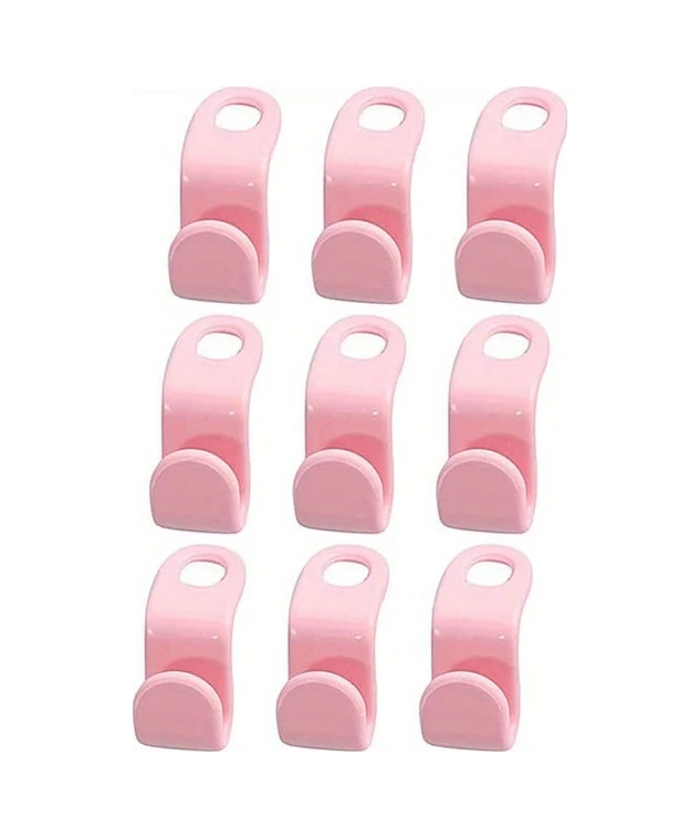 Xuweiwei 9lu Pembe Çağdaş Plastik Kademeli Askı Seti, Duvar Montajlı Tasarruflu Dolap Düzenleyici Pembe