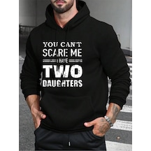 Unisex Oversize Daughters Baskılı Kapüşonlu Sweatshirt Siyah