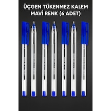 1.0 Mm Üçgen Gövdeli Tükenmez Kalem Seti Mavi, Siyah, Kırmızı 6'lı Paket Mavi