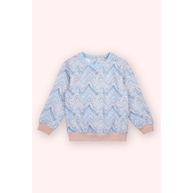 Kız Bebek Baskılı Mavi Sweatshirt Çok Renkli 2511GB08004