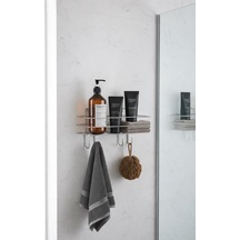 Krom Yapışkanlı Şampuanlık 30 Cm Askılı Banyo Duş Rafı Organizer Tşk-01 Krom