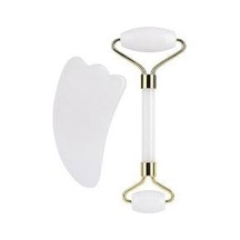 Fontenay Cilt Bakım Seti Doğal Taş, Faceroller Ve Beyaz Kalp Guasha Masaj Taşı 2 Li