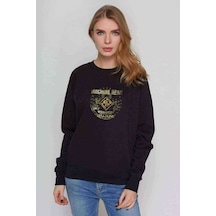 Machine Head Baskılı Siyah Kadın Sweashirt (528419536)