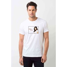 Sunny Leone Baskılı Beyaz Erkek Tshirt