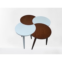 Zigon-Orta Sehpa Takım Hilal Model Parlak Ceviz Beyaz Renk Kayın