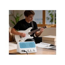 Şarjlı Mini Amfi 10w Distorsion + Reverb Bluetooth Beyaz