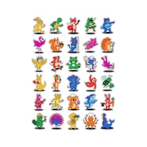 30 Adet Pop Art Sevimli Hayvan Maskot Sticker Seti - Laptop Defter Ajanda İçin Renkli Tasarım Çok Renkli