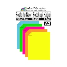 Fosforlu Neon Renkli A3 Fotokopi Kağıdı 50 Adet 1 Paket Fosforlu 5 Renk Parlak Canlı Renkler Neon Fotokopi Kağıdı