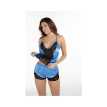 Sistina Mavi - 208 - Siyah Saten Babydoll Şortlu Takım - 292 - - Shopgpt - Beden S/m Sıyah