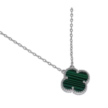 Kadın Yeşil Yonca Model Silver Renk Çelik Kolye