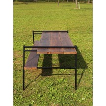 Bahçe Bankı Metal Tasarım Ahşap Bank Modeli Sarı