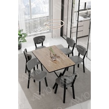 Avvio Elma Sandalye 80x140 Yemek Masası Mutfak Masası 6 Kişilik Masa Sandalye Takım Akça