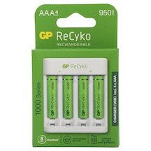 GP Recyko E411 USB AA-AAA Şarj Cihazı + GP Recyko 950 mAh AAA İnce Pil 4'lü
