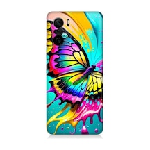Xiaomi Redmi K40 Uyumlu Renkli Boya Ve Kelebek Desenli Silikon Kılıf